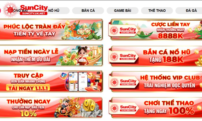 Chương trình khuyến mãi Suncity đa dạng, cập nhật liên tục