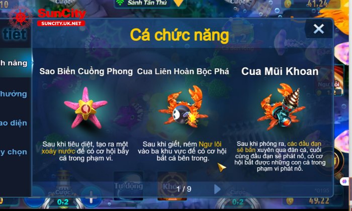 Có đa dạng loại cá nổi bật trong game