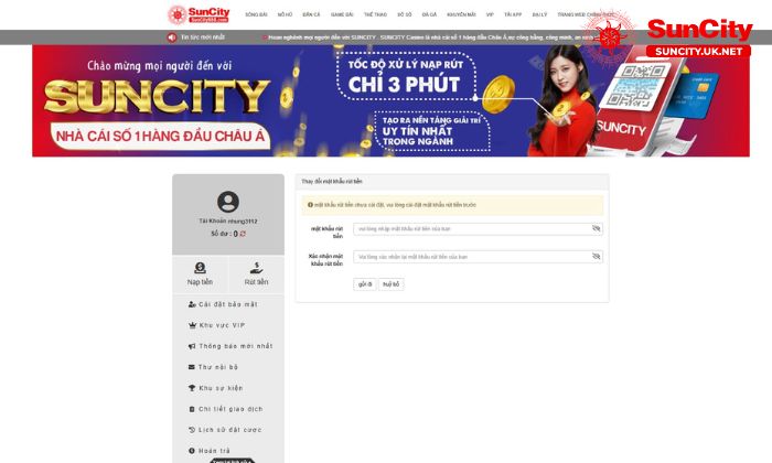 Thực hiện rút tiền nhanh chóng tại Suncity